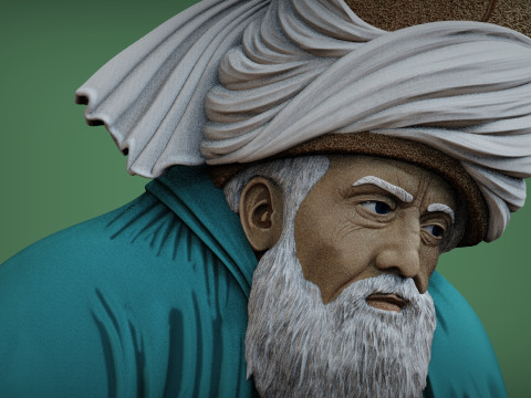 Mevlana Celaleddin-i Rumi Bas Relief Model do druku 3D