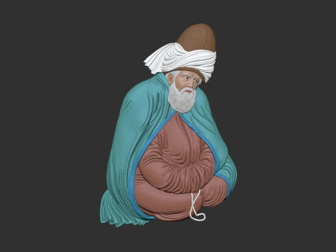 Mevlana Celaleddin-i Rumi Bas Relief 3D Print Model