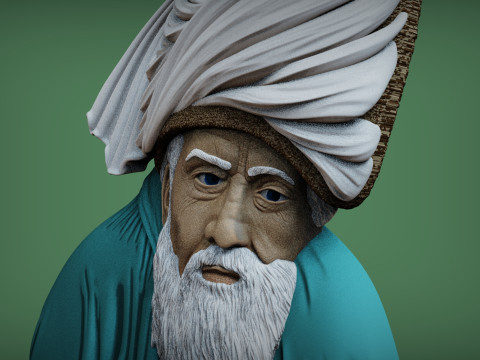 Mevlana Celaleddin-i Rumi Bas Relief Model do druku 3D
