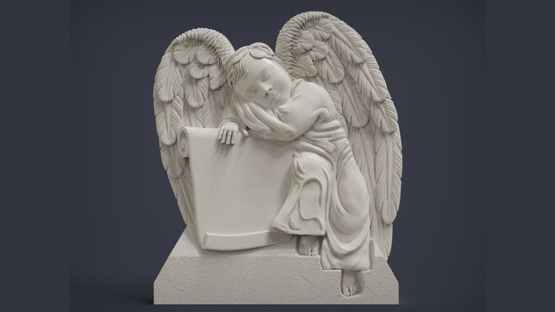 Baby Angel Bas-Relief 3D 프린트 모델 .c4d .max .obj .3ds .fbx .stl .blend 