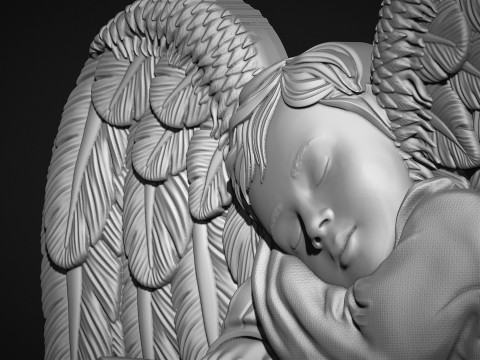 Baby Angel Bas-Relief 3D 프린트 모델