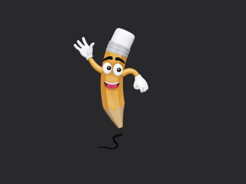 Cartoon Pencil 3D Model