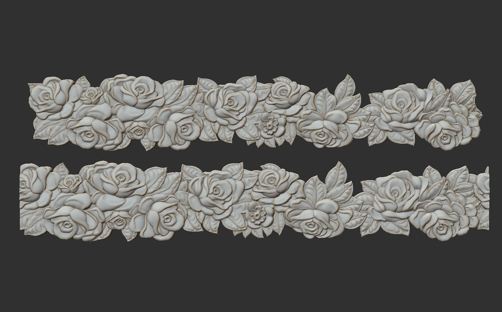 Roses Decorative Seamless Molding 3D Print Model .c4d .max .obj .3ds .fbx .stl .blend 