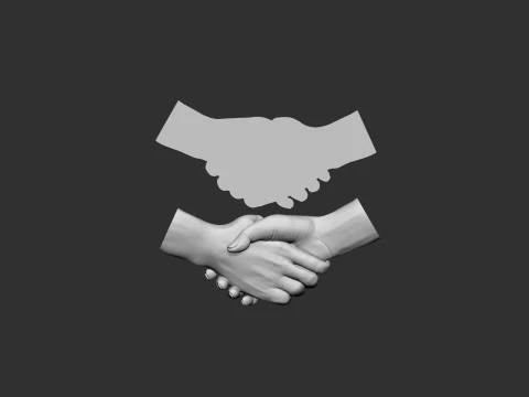 Shake Hands Bas relief 3D Print Model