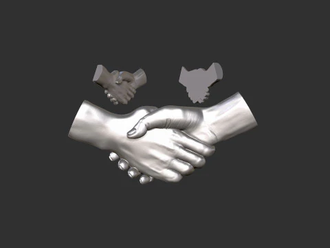 Shake Hands Bas relief 3D Print Model