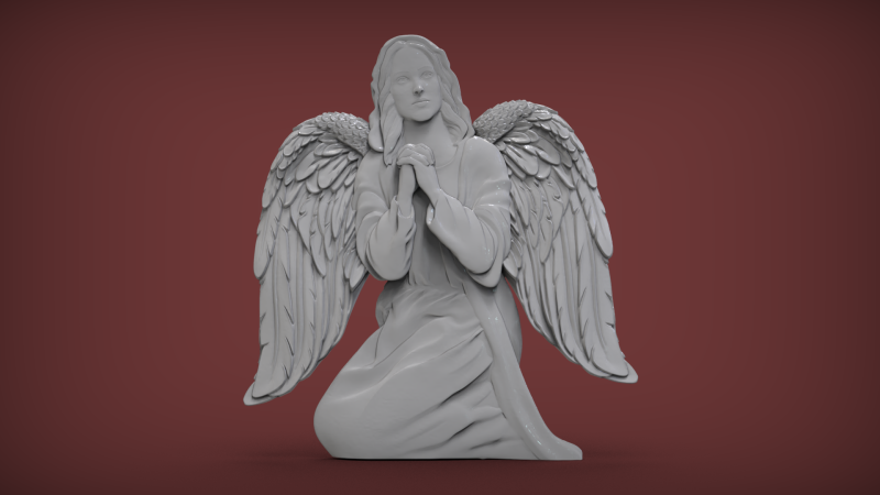 Praying Angel Bas Relief 3D 프린트 모델 .c4d .max .obj .3ds .fbx .stl .blend 