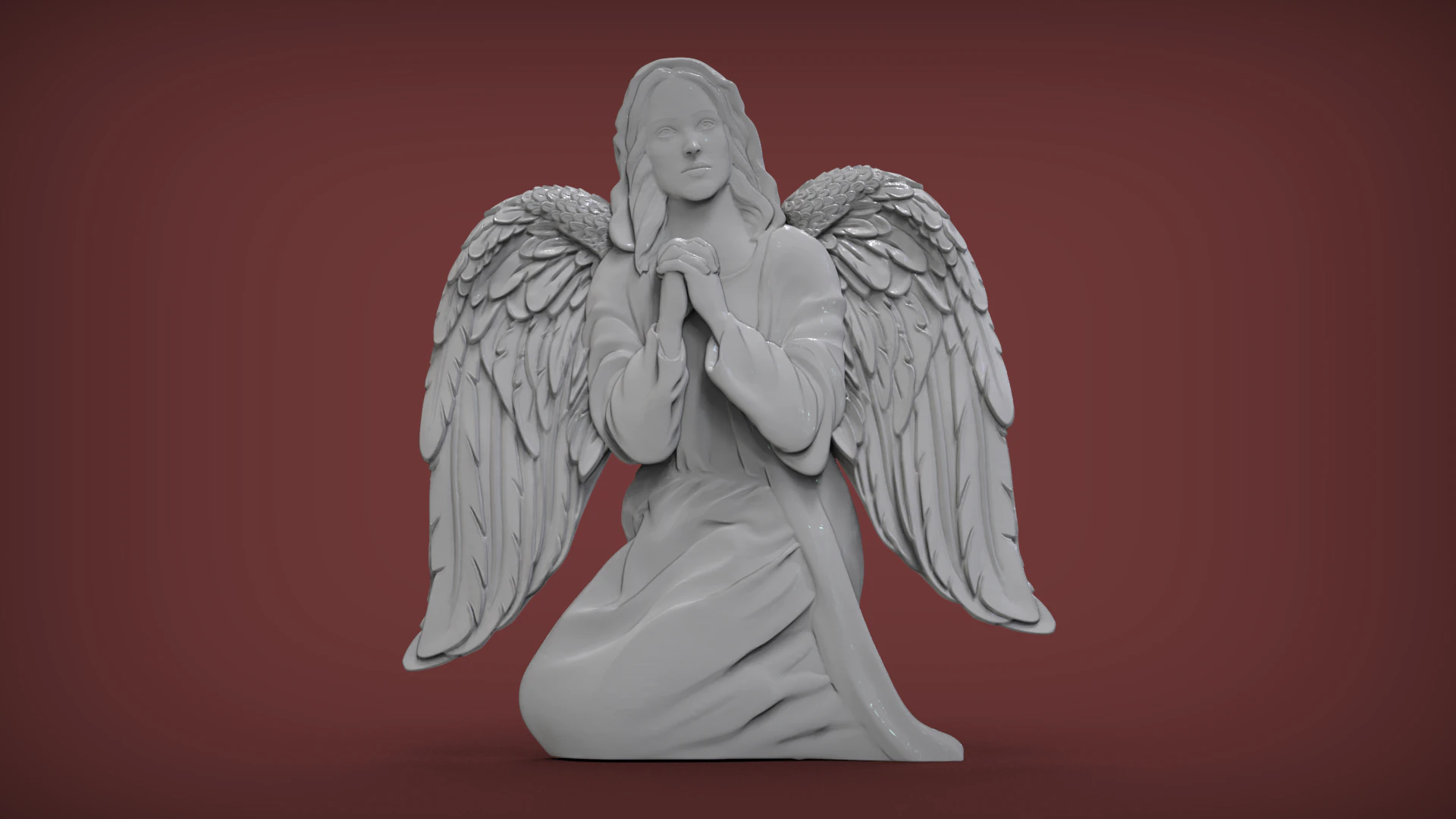 Praying Angel Bas Relief 3D Print Model .c4d .max .obj .3ds .fbx .stl .blend 