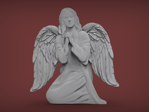 Praying Angel Bas Relief Modelo de Impressão 3D