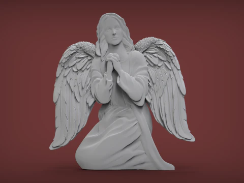 Praying Angel Bas Relief 3D Print Model