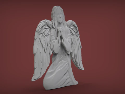 Praying Angel Bas Relief 3D Print Model