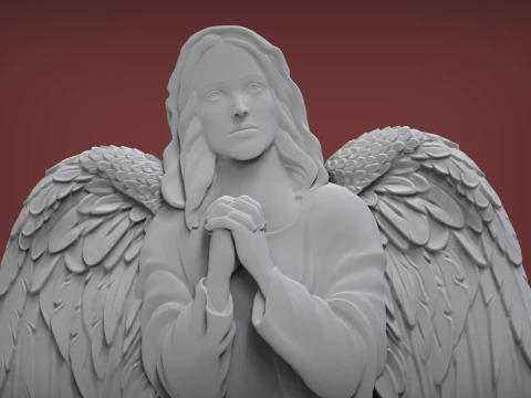 Praying Angel Bas Relief 3D Print Model