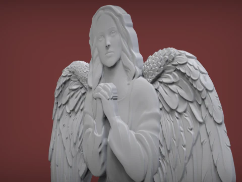 Praying Angel Bas Relief 3D Print Model