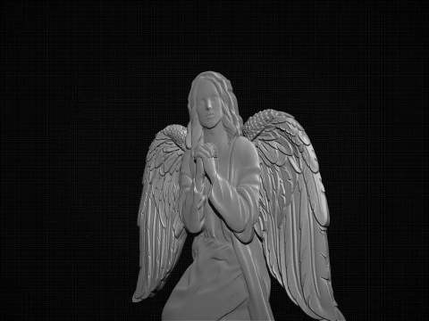 Praying Angel Bas Relief 3D Print Model