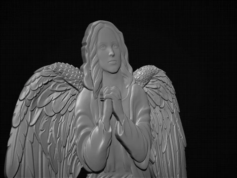 Praying Angel Bas Relief 3D Print Model