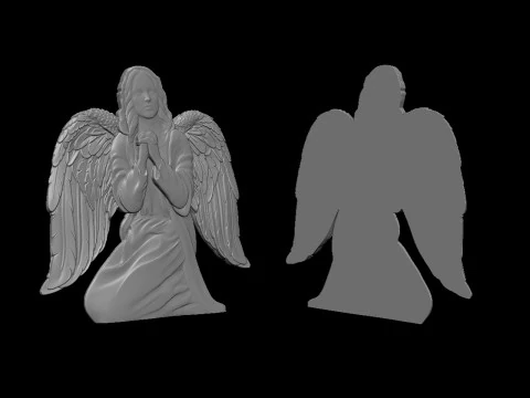 Praying Angel Bas Relief 3D Print Model