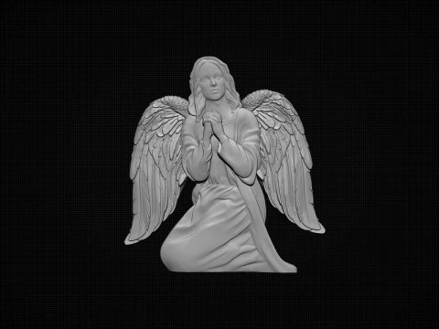 Praying Angel Bas Relief 3D Print Model