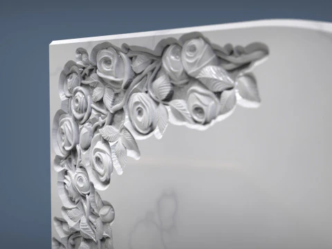 Romantic Tombstone with Roses 3D Print Model