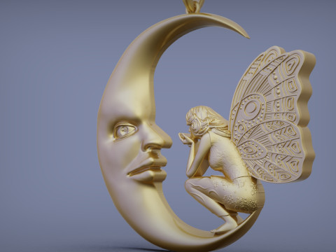 Fairy and moon pendant 3D 프린트 모델