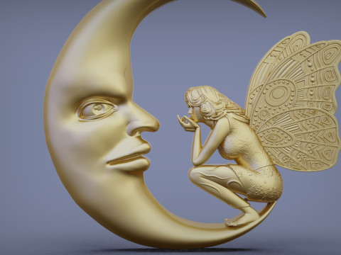 Fairy and moon pendant 3D 프린트 모델