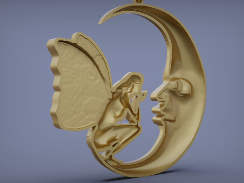 Fairy and moon pendant 3D 프린트 모델