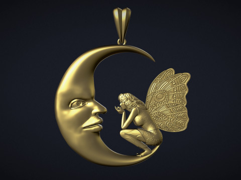 Fairy and moon pendant 3D 프린트 모델