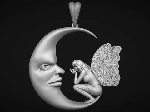 Fairy and moon pendant 3D 프린트 모델