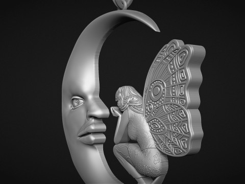 Fairy and moon pendant 3D 프린트 모델