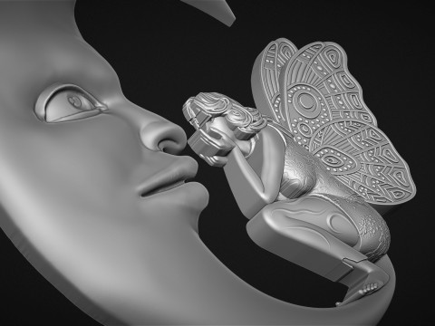 Fairy and moon pendant 3D 프린트 모델