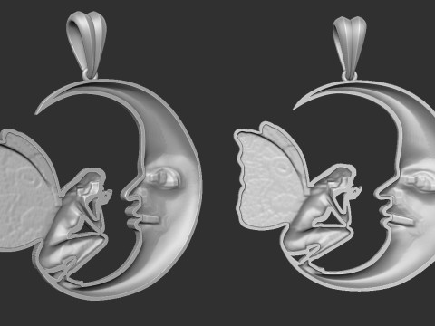 Fairy and moon pendant 3D 프린트 모델