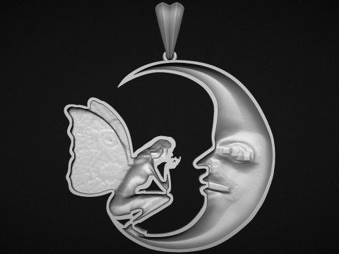 Fairy and moon pendant 3D 프린트 모델