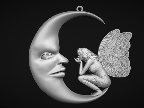 Fairy and moon pendant 3D 프린트 모델