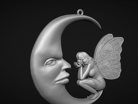 Fairy and moon pendant 3D 프린트 모델
