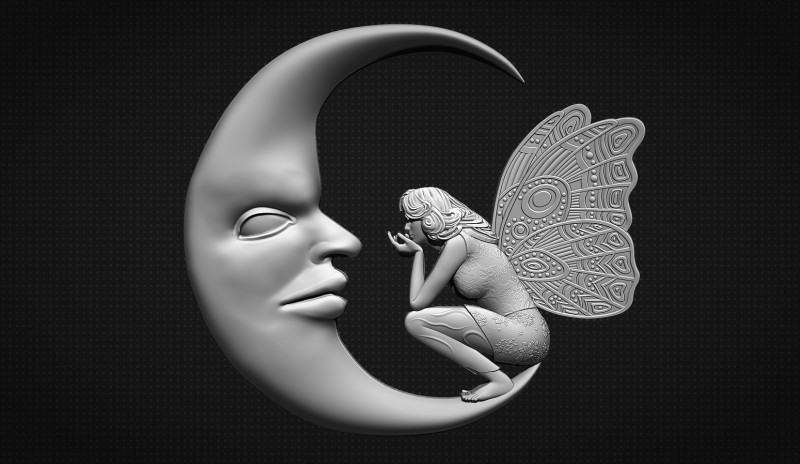 Fairy and Moon Modèles 3D en vedette .c4d .max .obj .3ds .fbx .stl .blend