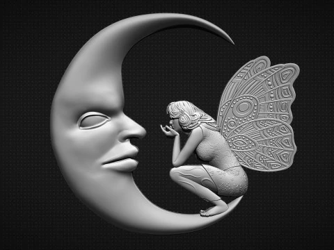 仙女与月亮 3D 打印模型