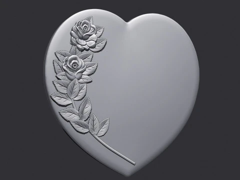 Hart en rozen 3D printmodel
