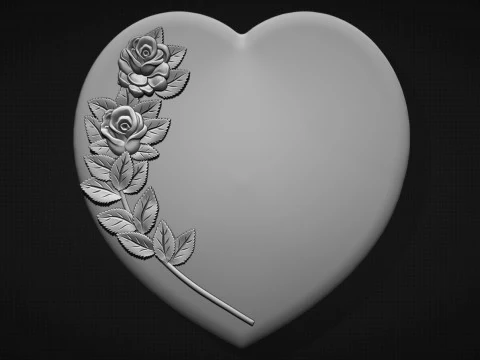 Heart and roses 3D Print Model