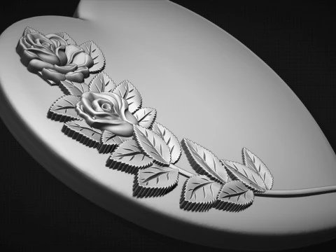 Heart and roses 3D Print Model