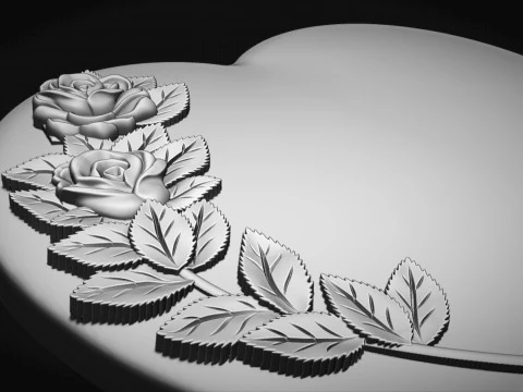 Heart and roses 3D Print Model