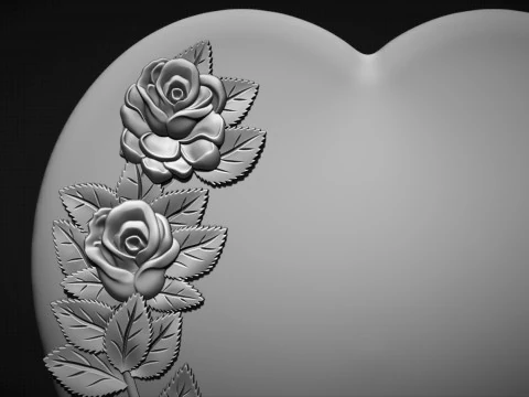 Heart and roses 3D Print Model