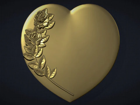 Heart and roses 3D Print Model