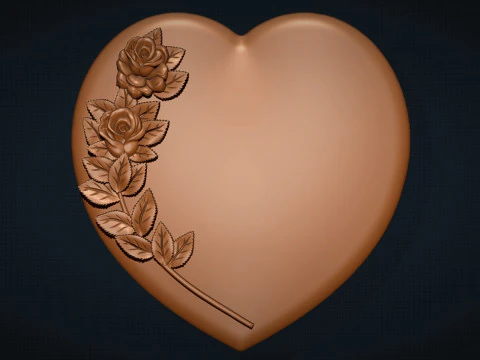 Heart and roses 3D Print Model