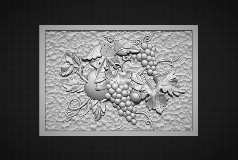 A beautiful grape bas-relief 3D Baskı Modeli .c4d .max .obj .3ds .fbx .stl .blend 