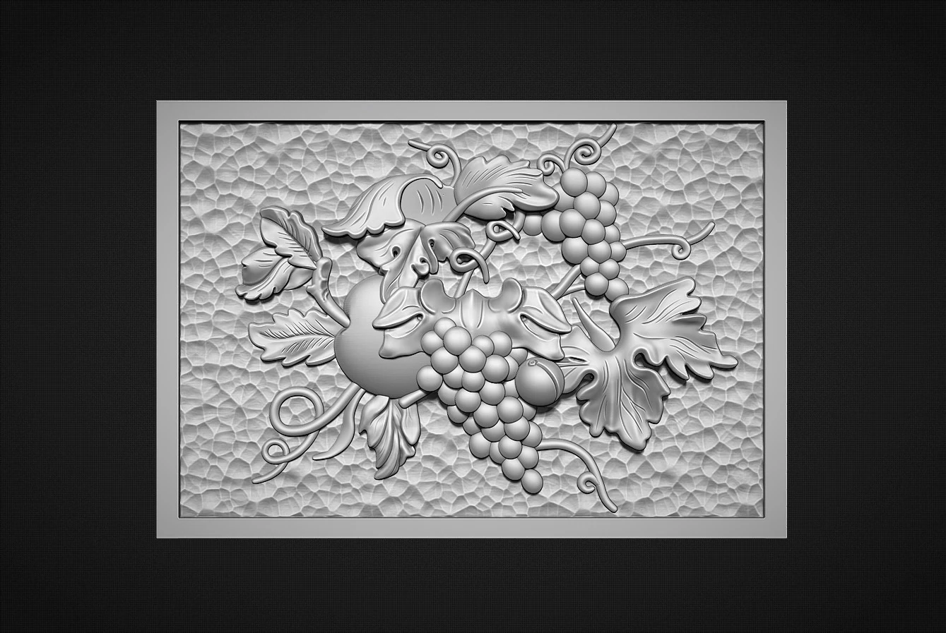 A beautiful grape bas-relief 3D Print Model .c4d .max .obj .3ds .fbx .stl .blend
