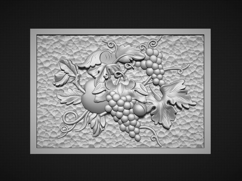 A beautiful grape bas-relief 3D Print Model