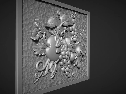 A beautiful grape bas-relief 3D Print Model