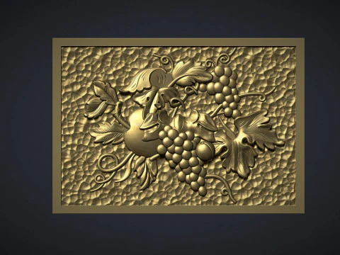 A beautiful grape bas-relief 3D Print Model