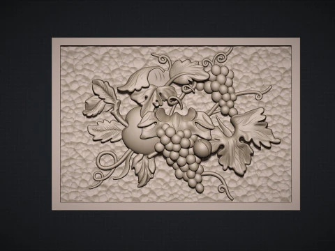 A beautiful grape bas-relief 3D Print Model