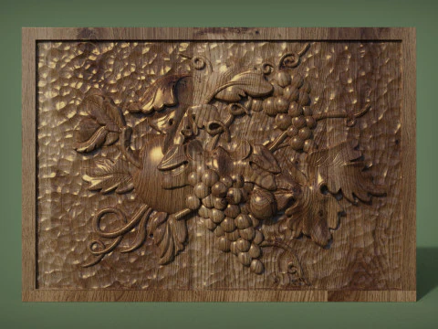 A beautiful grape bas-relief 3D Print Model