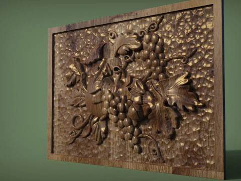 A beautiful grape bas-relief 3D Print Model