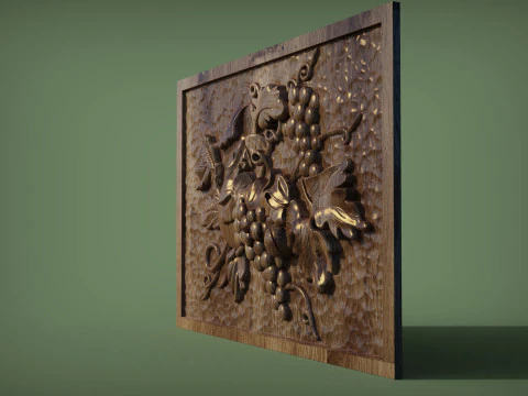 A beautiful grape bas-relief 3D Print Model